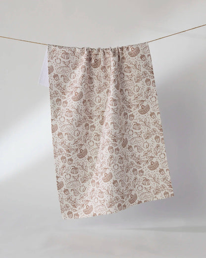 Cozy Flora Tea Towel: White