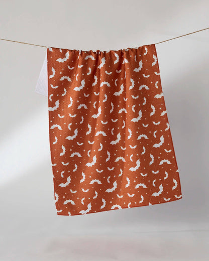 Batty Night Tea Towel: Orange
