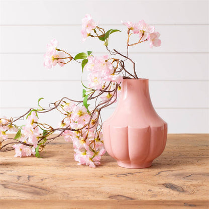Pink Fluted Glass Vase