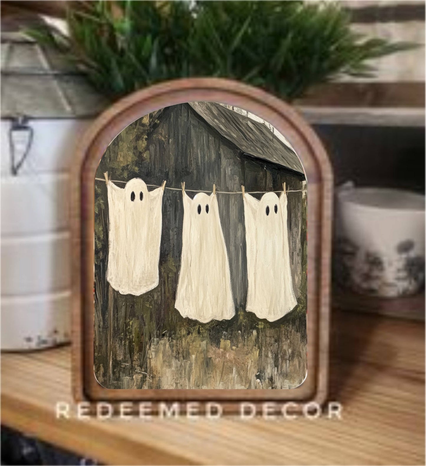 Arch Top Ghost Laundry Framed Art   : 8.25x11"