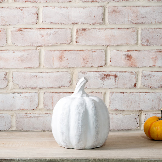 8” White Terracotta Pumpkin