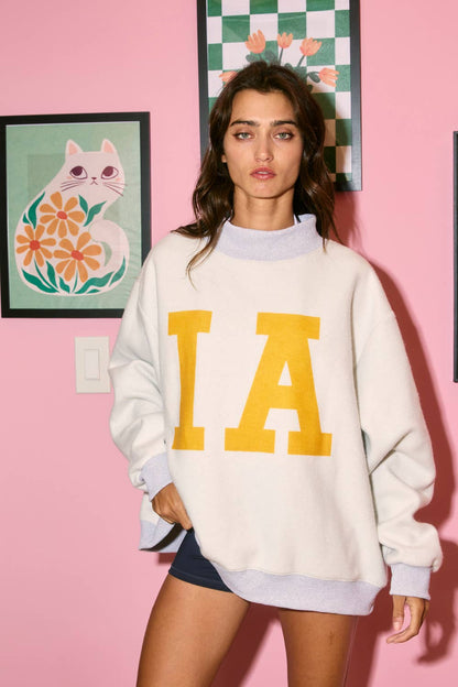 ‘IOWA & IA' Reversible Mock Neck Sweatshirt