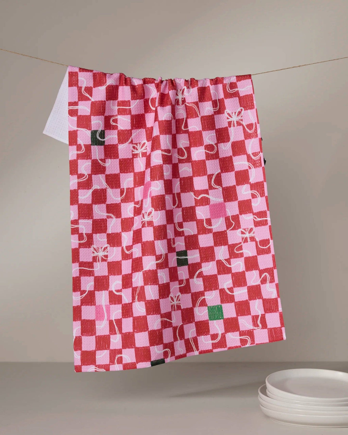 Wrapped Checkers Tea Towel