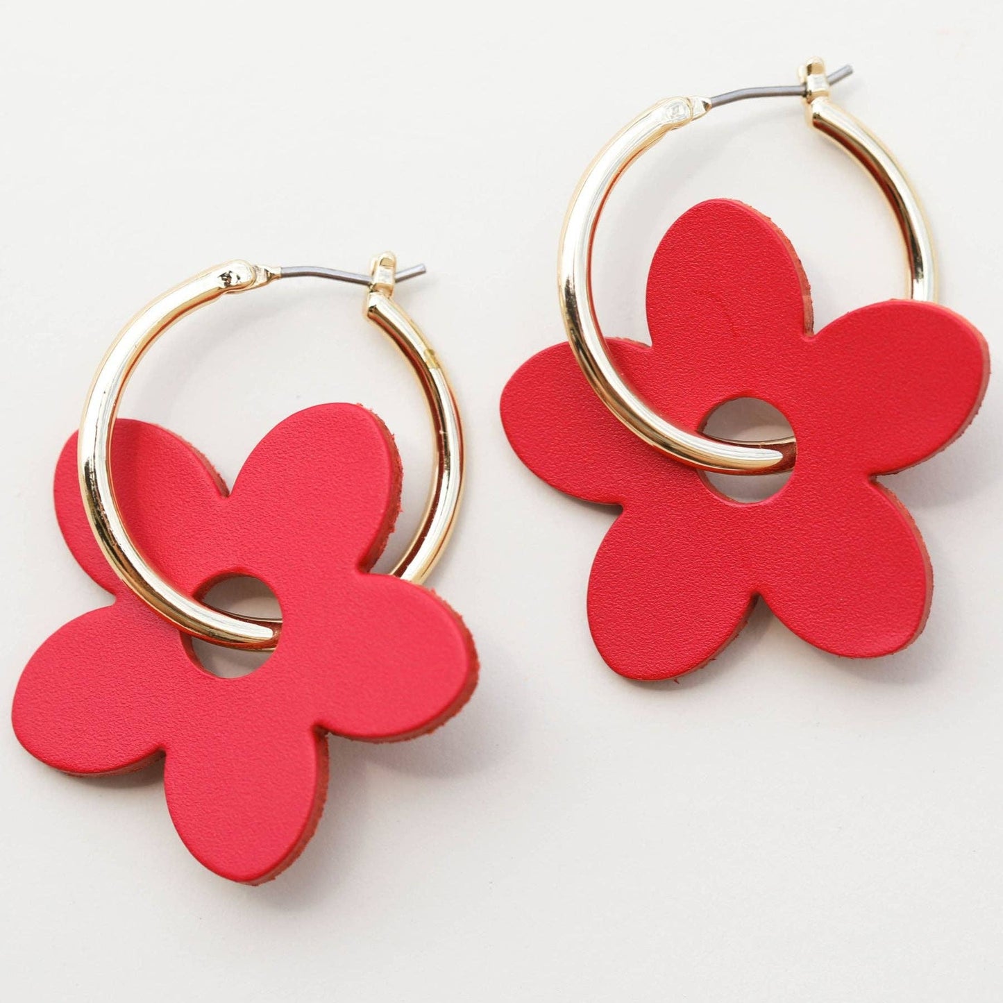 Crimson Petal Hoops: Gold / One Size