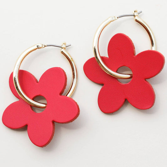 Crimson Petal Hoops: Gold / One Size