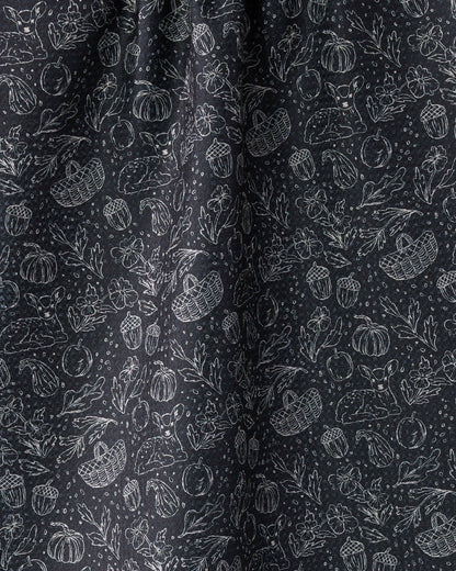 Cozy Flora Tea Towel: Black