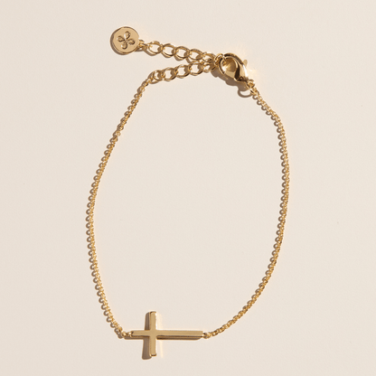 Gold Sideways Cross Bracelet