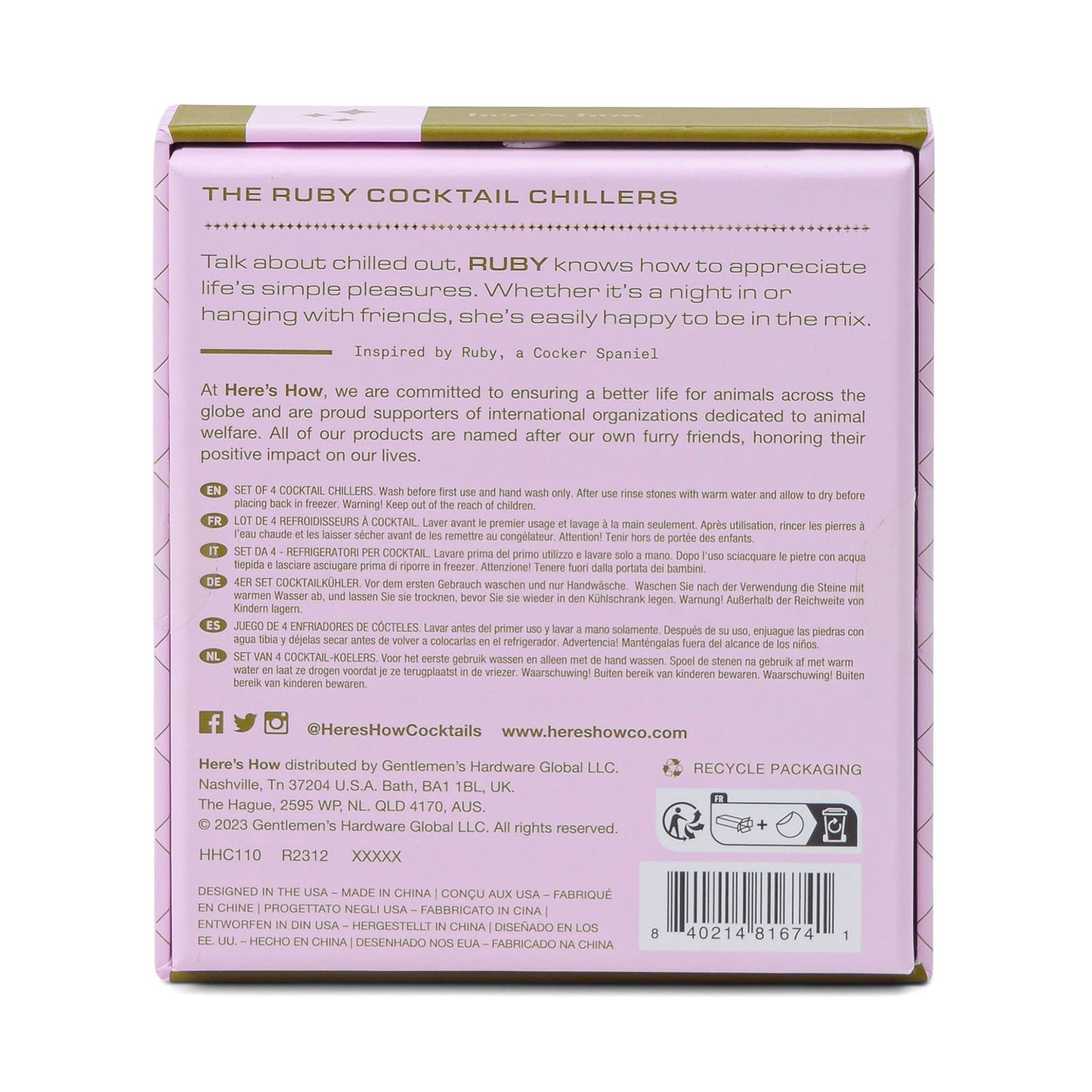The Ruby Cocktail Chillers - Gold, Set Of 4