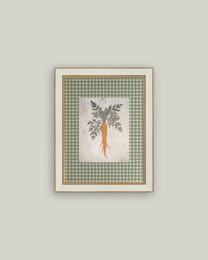 Garden Carrot Framed Antique Art: 7x9