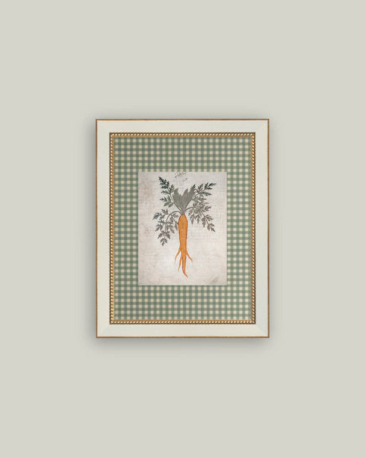 Garden Carrot Framed Antique Art: 7x9