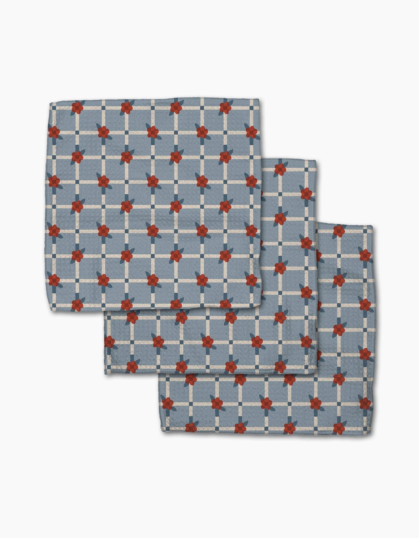 Geometry Floral Parade Grid Dishcloth Set