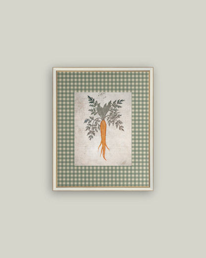 Garden Carrot Framed Antique Art: 7x9