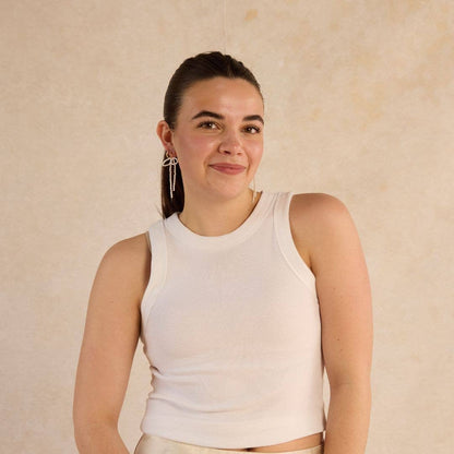 Pearl Bow Drop Earrings