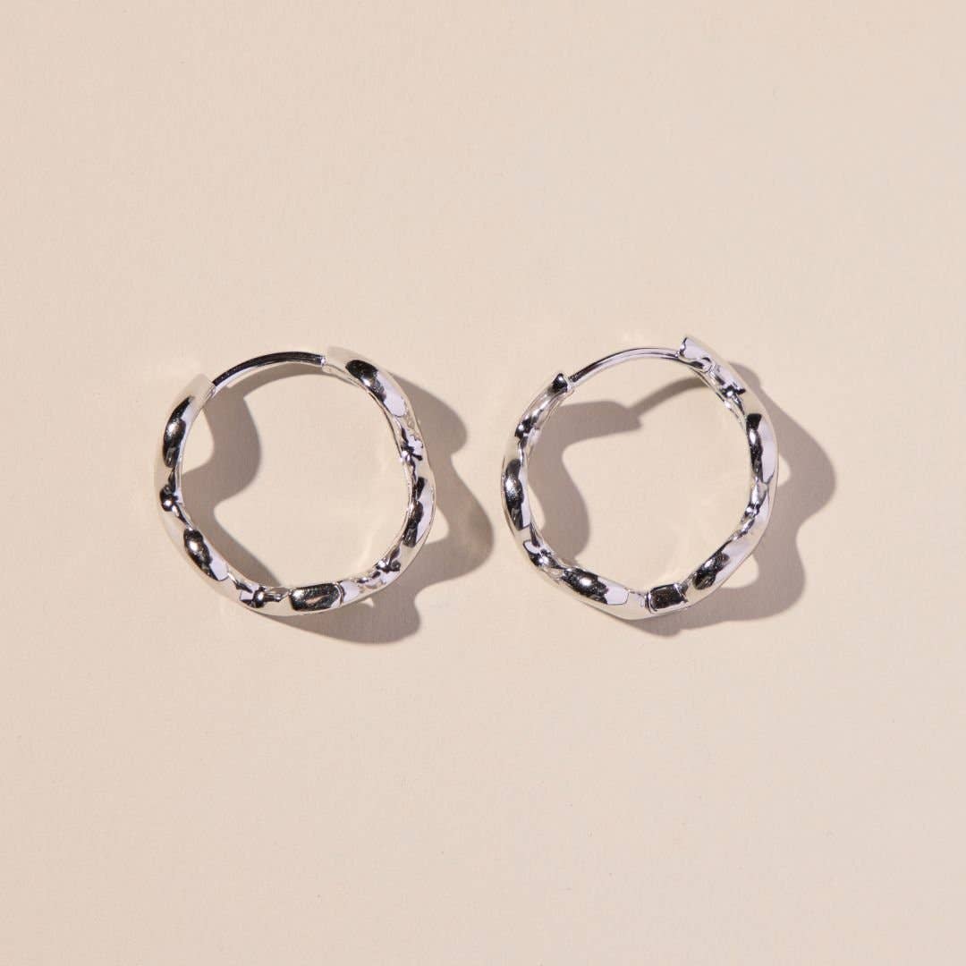 Silver Squiggle Hoops