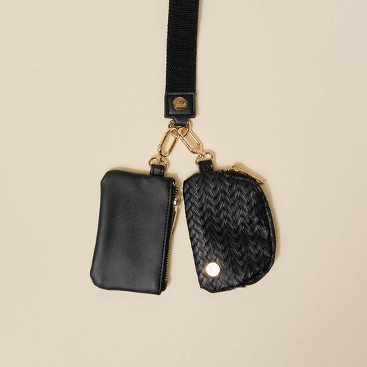 Dynamic Duo Pouch Luxe Wristlet–Black