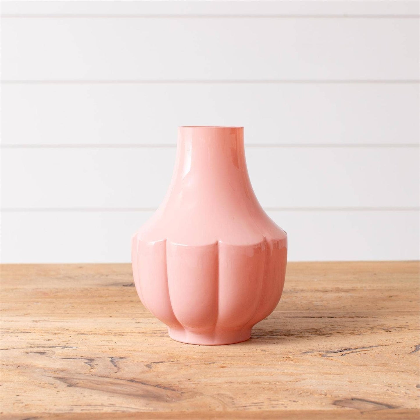Pink Fluted Glass Vase