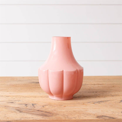 Pink Fluted Glass Vase