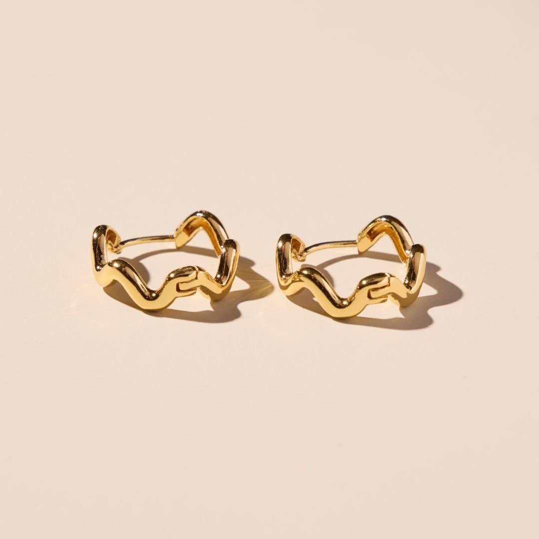 Gold Squiggle Hoops