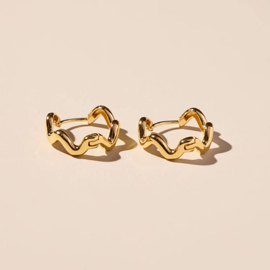 Gold Squiggle Hoops