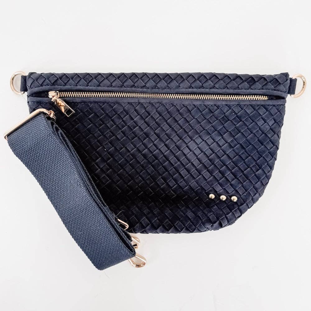 Suede Westlyn Woven Bum Bag: Suede Navy