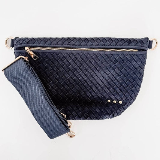 Suede Westlyn Woven Bum Bag: Suede Navy