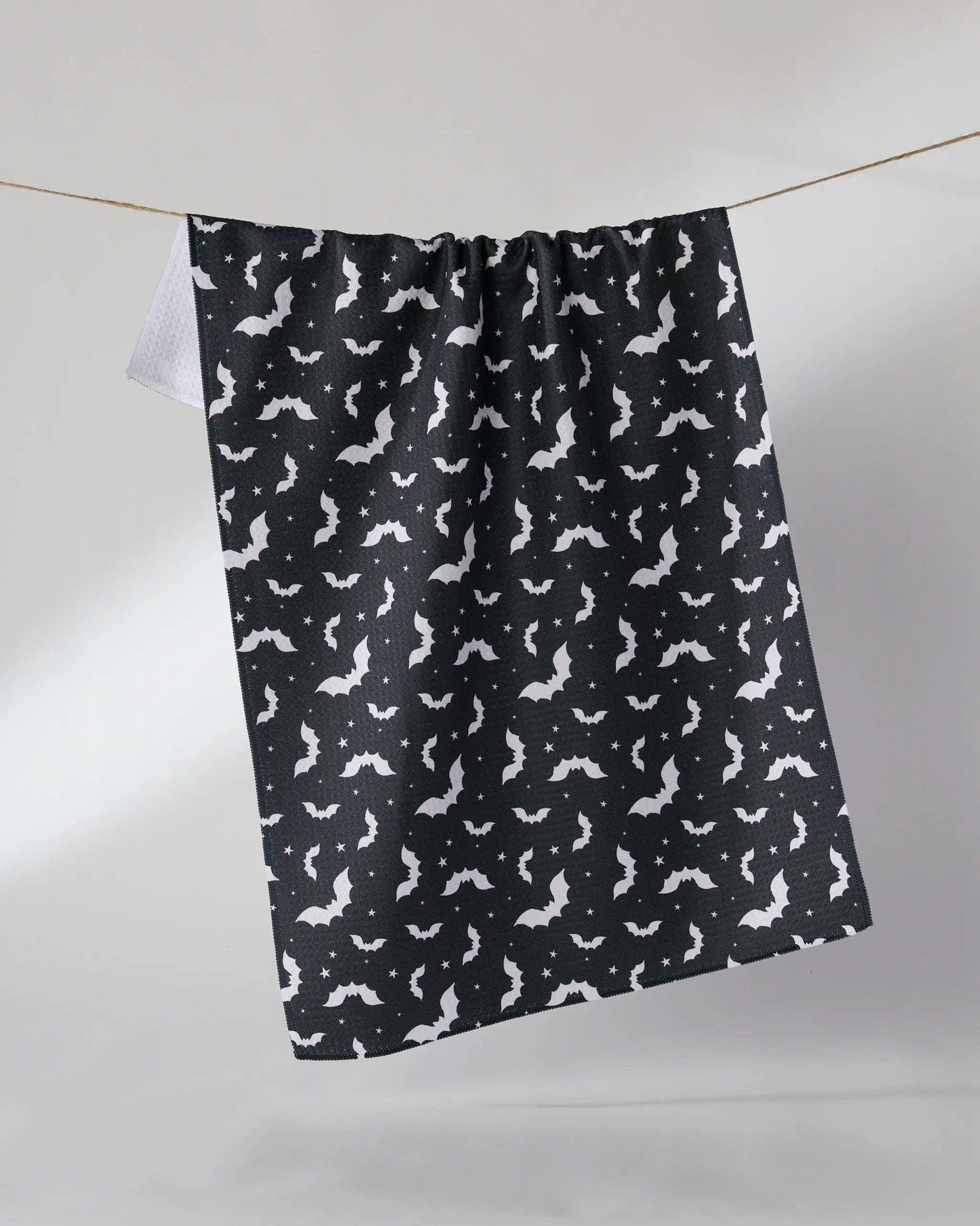 Batty Night Tea Towel: Black