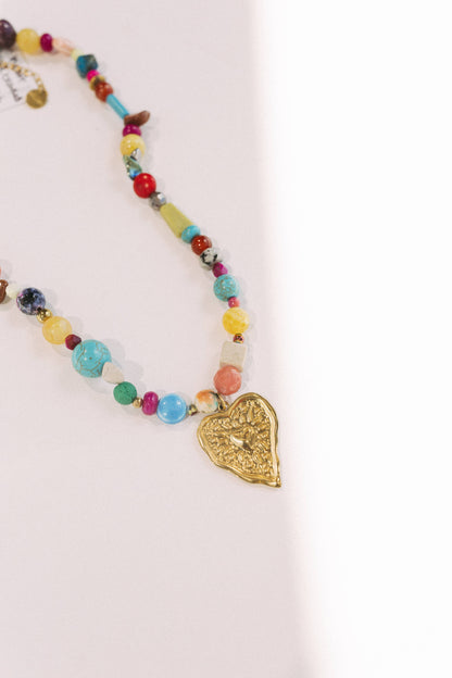 Stevie Heart Colorful Beaded Necklace