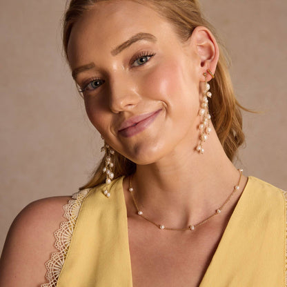 Pearl Delicate Saturn Chain Necklace