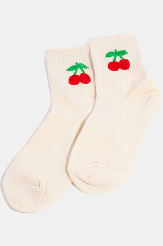 Cherry on Top Embroidered Socks