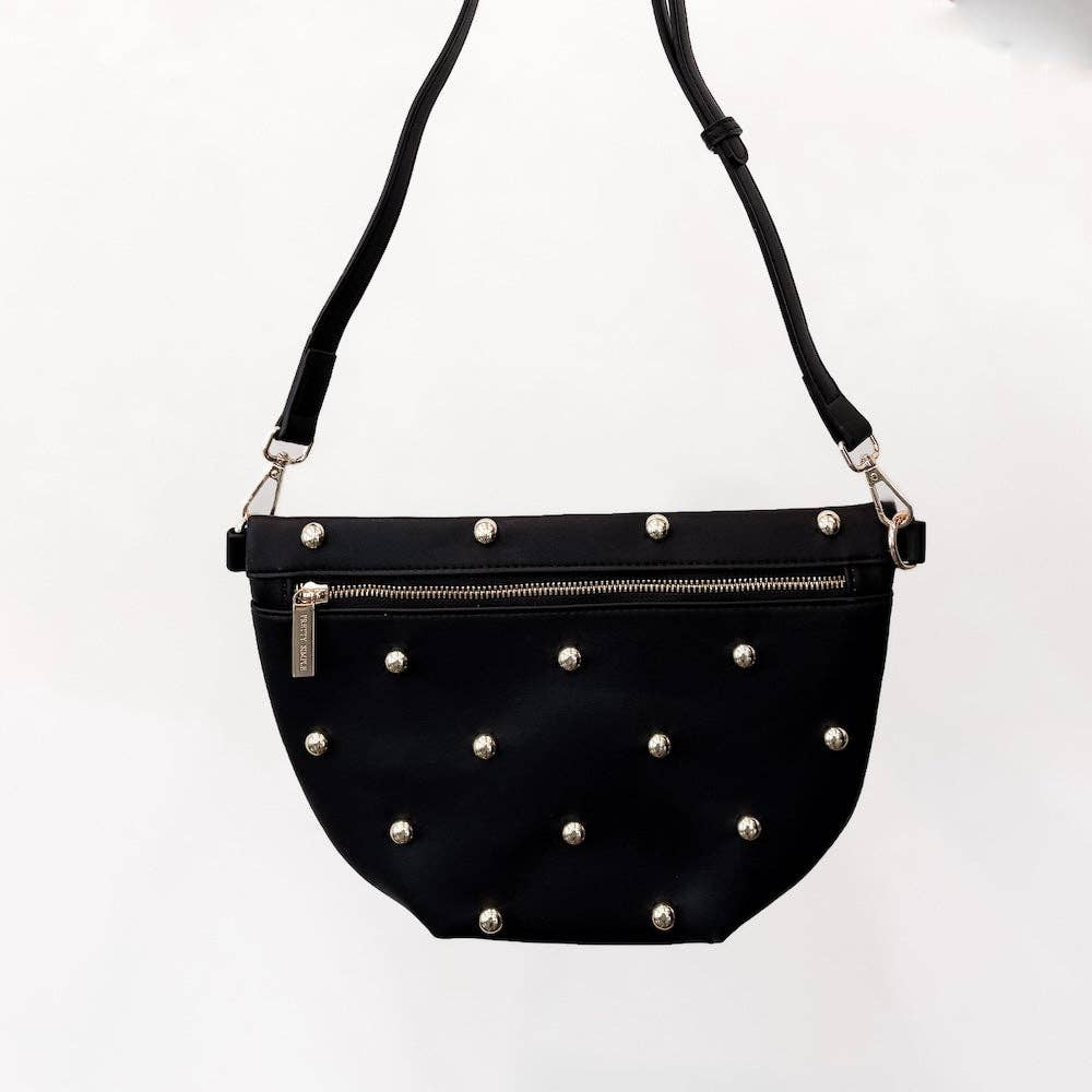 Chic Gold Studded Westlyn Bum Bag: Chocolate