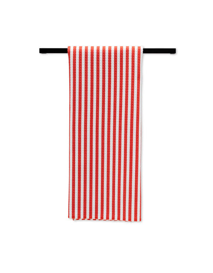 Geometry Summer Stripe Red Tea Towel