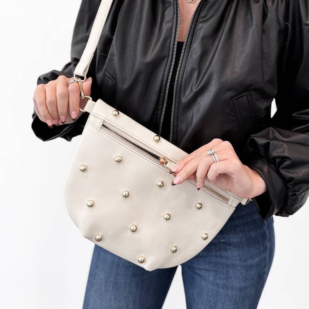 Chic Gold Studded Westlyn Bum Bag: Chocolate