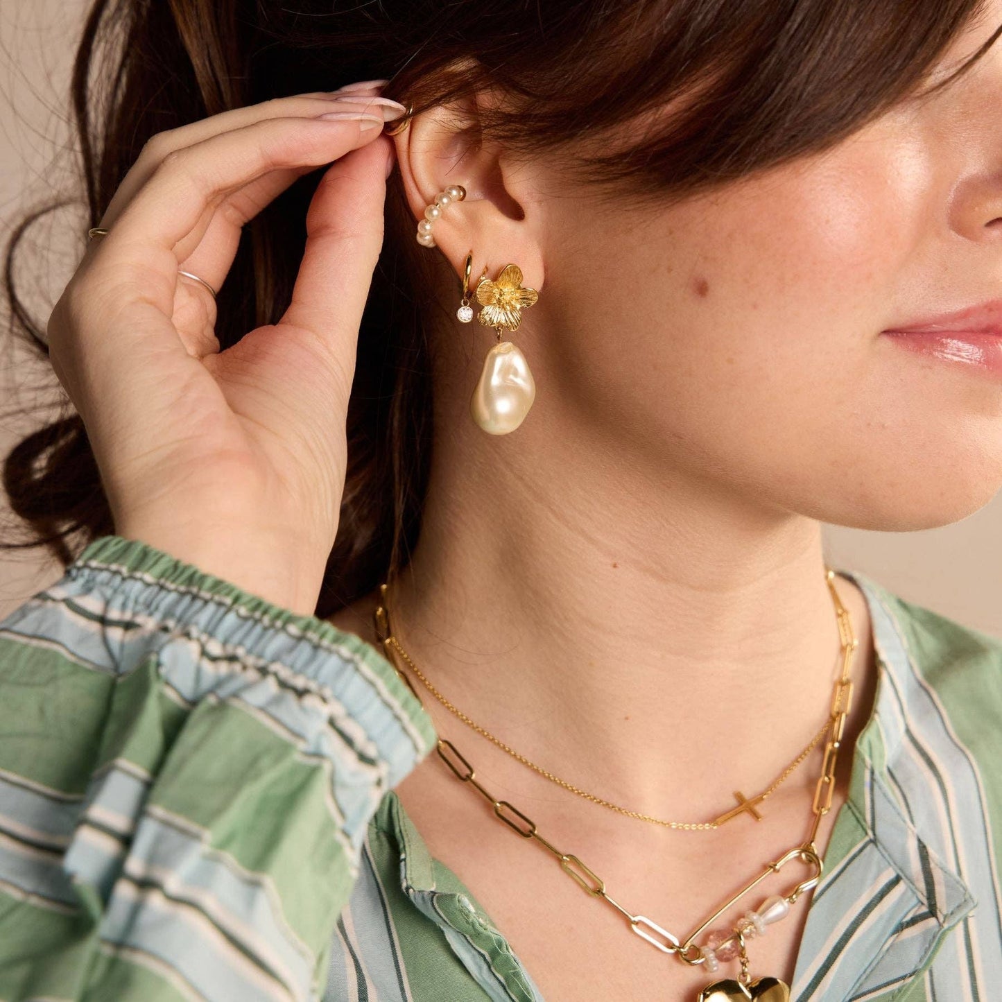 Gold Sideways Cross Necklace: Gold