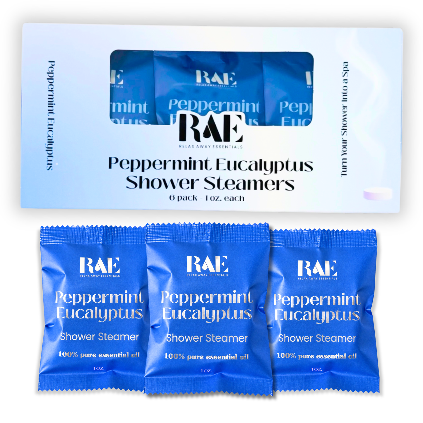 Peppermint Eucalyptus Shower Steamers 6 Pack - Made in USA