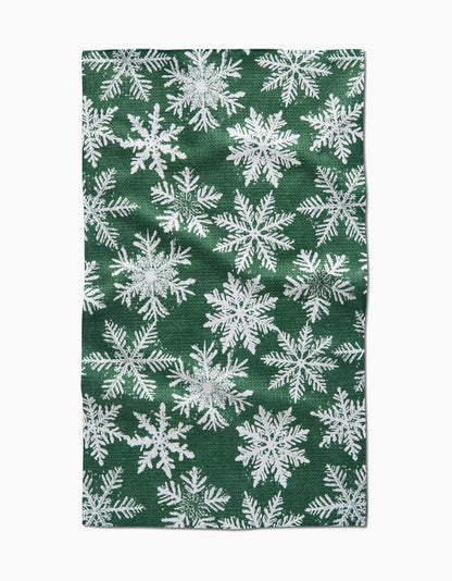 Snowy Days Green Tea Towel