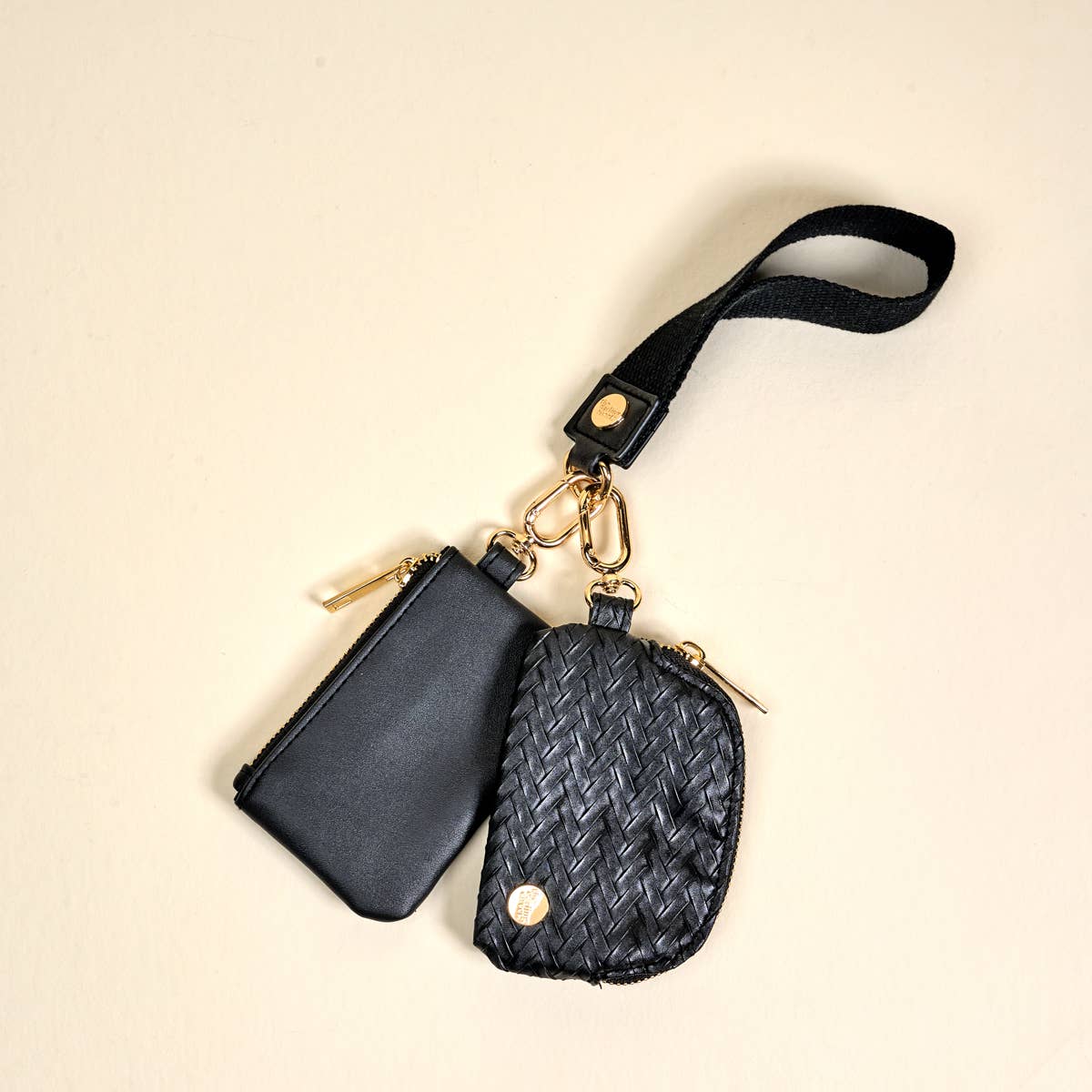 Dynamic Duo Pouch Luxe Wristlet–Black