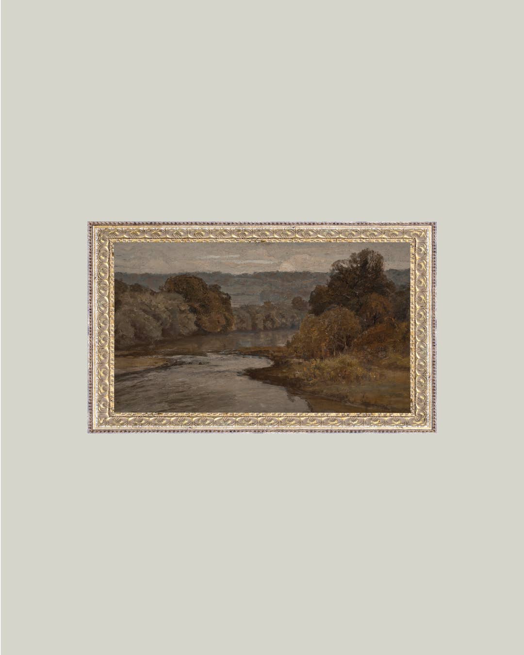 Autumn River Framed Antique Art: 7x5