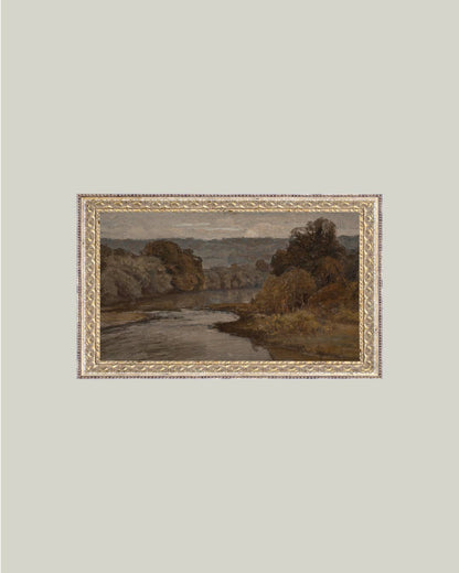 Autumn River Framed Antique Art: 7x5