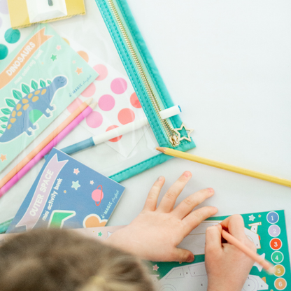 Set of 3 Blue Kids’ Activity Books - Travel & On-the-Go Fun