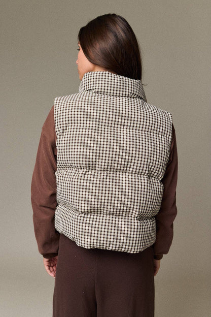 Olive Check Puffer Vest
