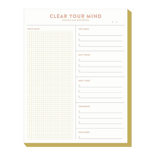 Clear Your Mind Brain Dump 8.5x11 Notepad