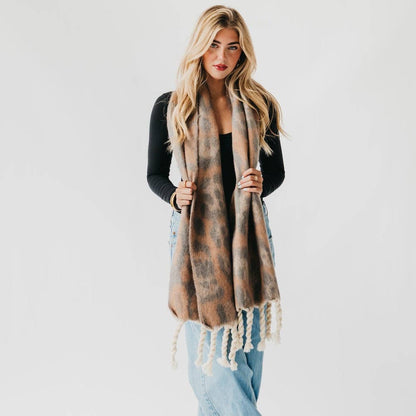 Priscilla Printed Scarf: Brown