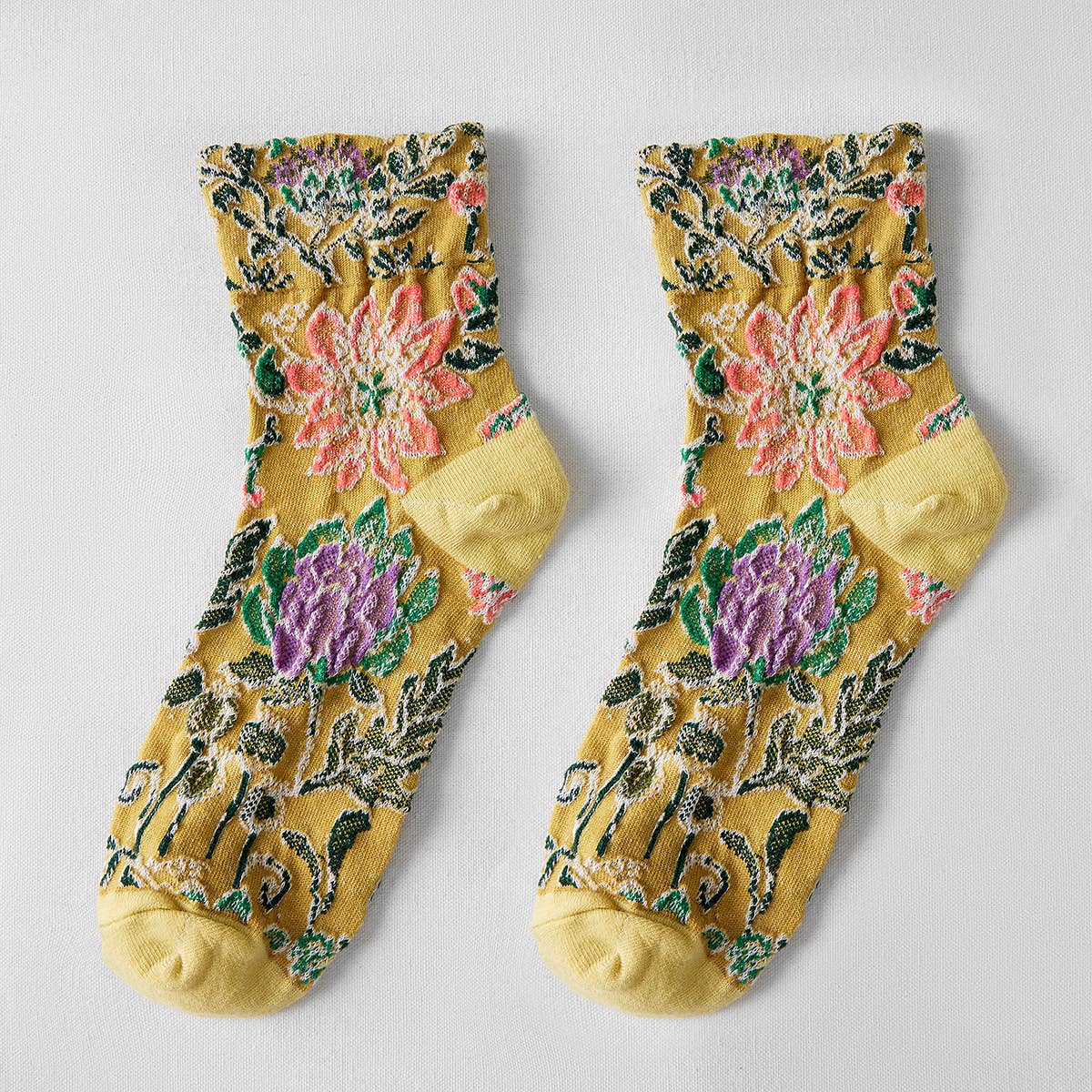 3D Flower Bohemian Women's Socks: Yellow