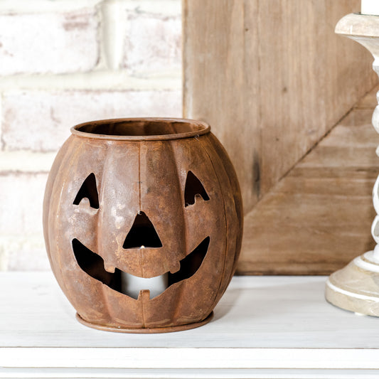 6” Rustic Jack O Lantern Candle Holder