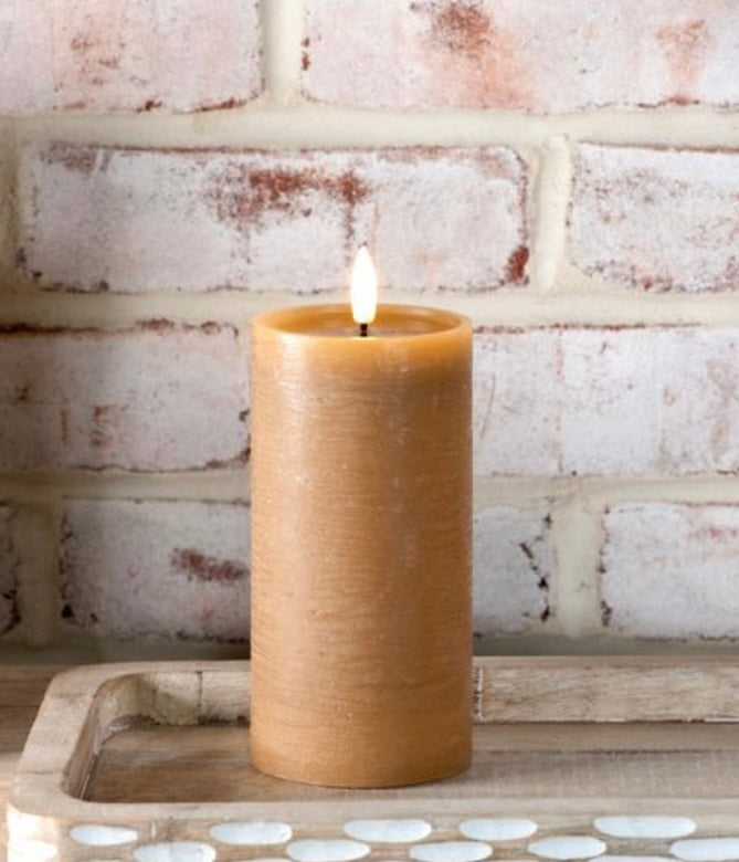 6 inch Caramel LED Pillar Candle