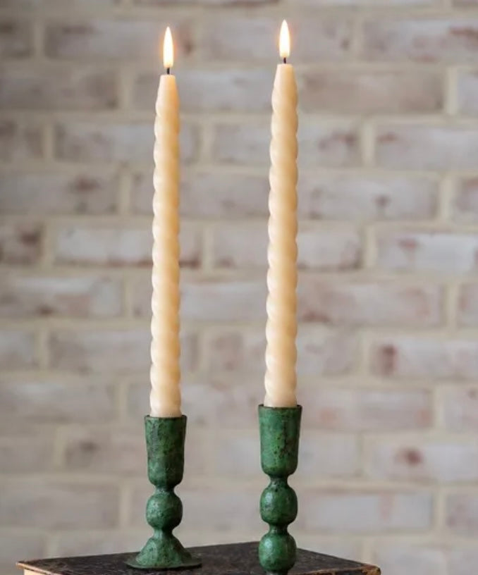 Twist LED Taper Candle Ivory (Set of 2)