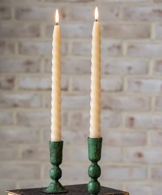 Twist LED Taper Candle Ivory (Set of 2)