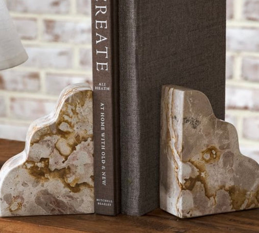 Beige Marble Scallop Bookends (Set of 2)