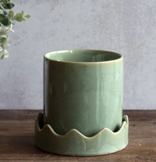 Light Green Planter with Saucer
