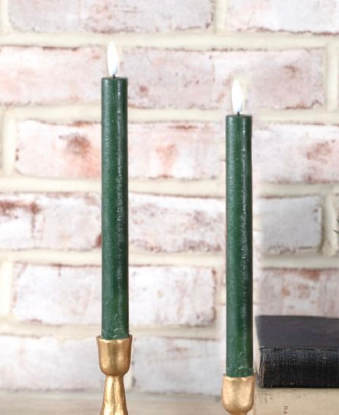 Green LED Taper Candles (Set of 2)